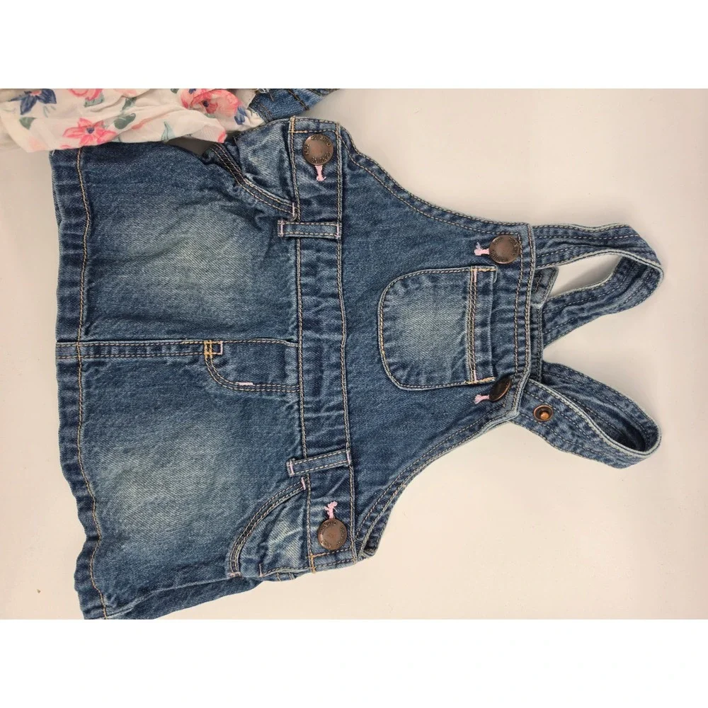 Baby Girl Denim Lot Gap Jacket Jeans OshKosh Overall Dress 4 Pieces 6-12 Months